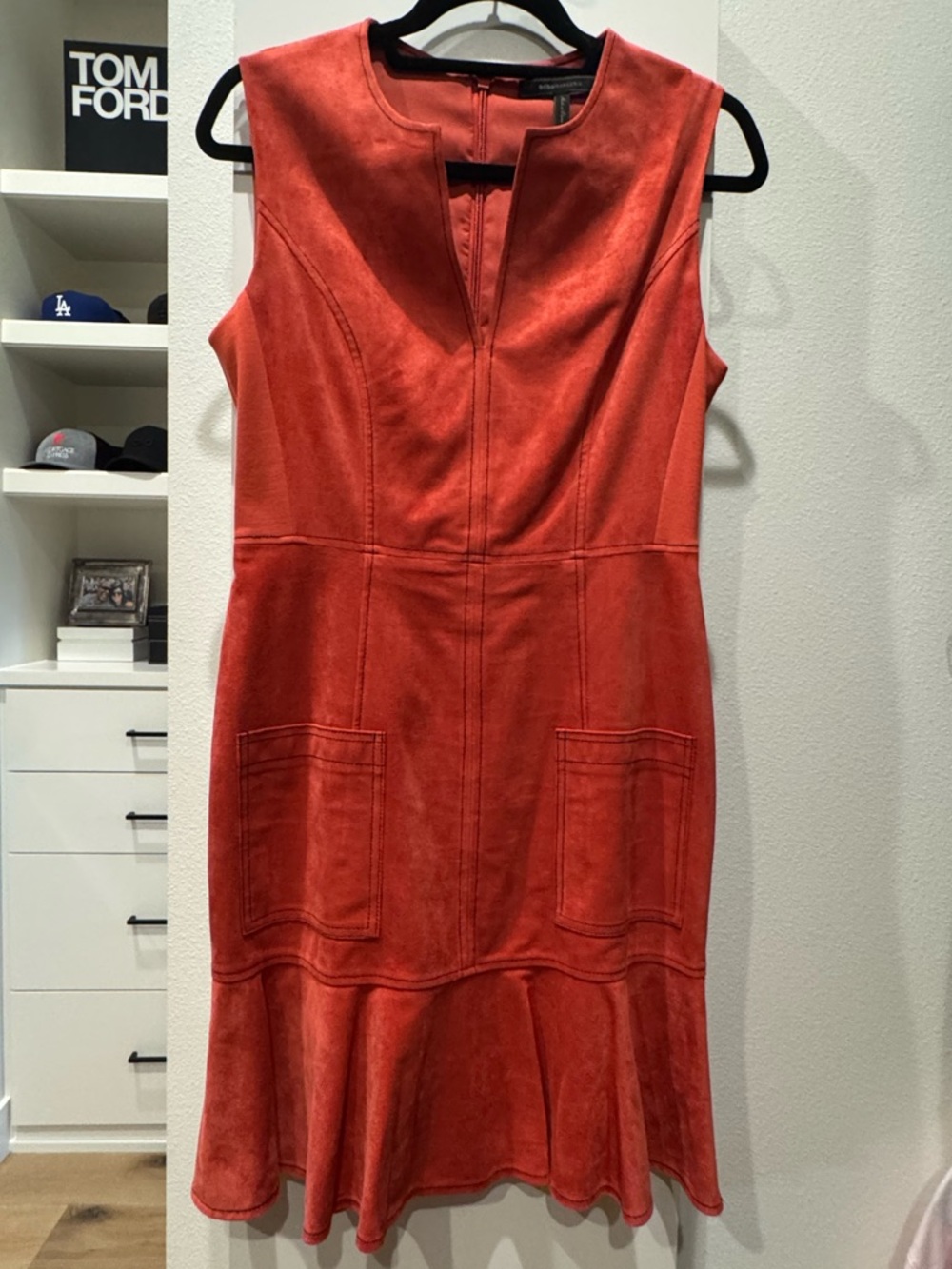 BCBGMaxAzria Gilli Faux Suede Flounce Dress
